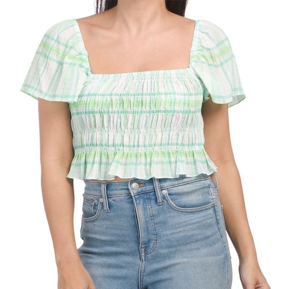 ZARA Smocked Crop Top - Picture 1 of 4